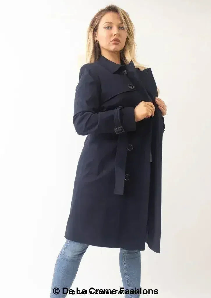 Double-Breasted Trench Coat - UK Made Polyester Blend | Femstylo - Femstylo