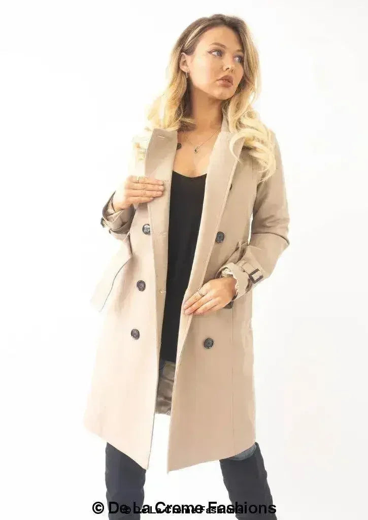 Double-Breasted Trench Coat - UK Made Polyester Blend | Femstylo - Femstylo