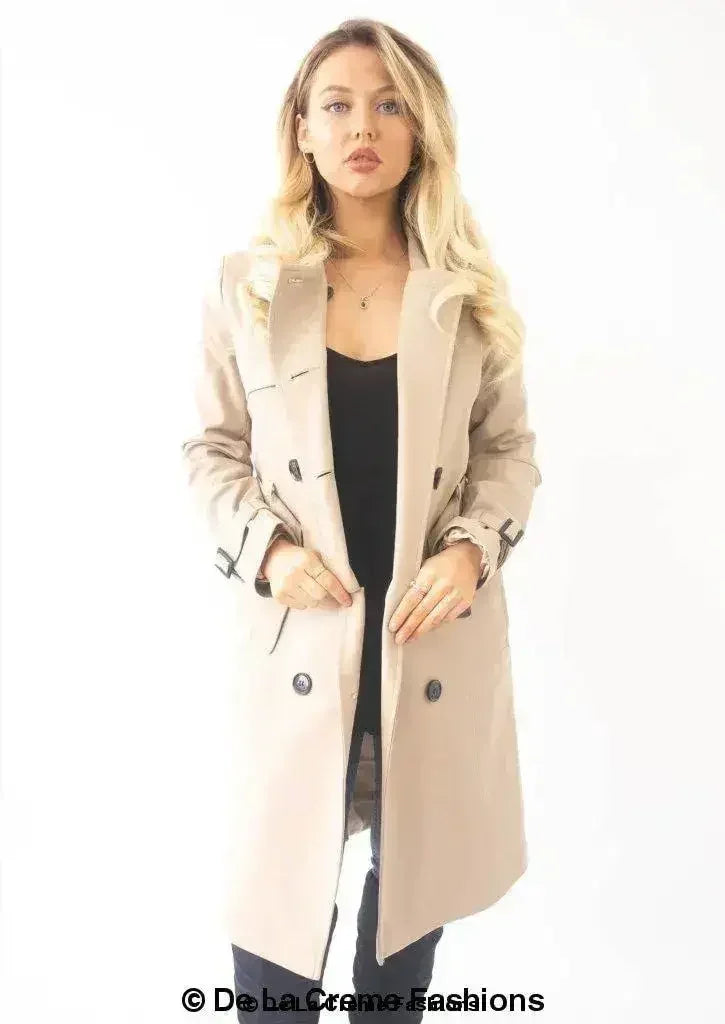 Double-Breasted Trench Coat - UK Made Polyester Blend | Femstylo - Femstylo
