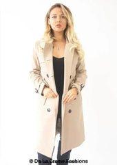 Double-Breasted Trench Coat - UK Made Polyester Blend | Femstylo - Femstylo