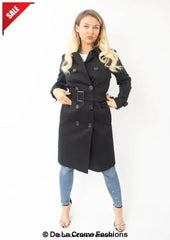 Double-Breasted Trench Coat - UK Made Polyester Blend | Femstylo - Femstylo