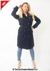 Double-Breasted Trench Coat - UK Made Polyester Blend | Femstylo - Femstylo