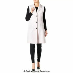 De La Creme - Womens Spring/Summer Sleeveless Hip Length Blazer Coat - Femstylo