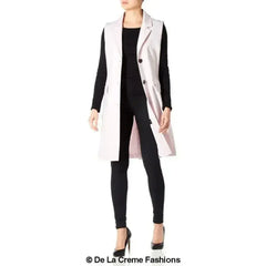 De La Creme - Womens Spring/Summer Sleeveless Hip Length Blazer Coat - Femstylo