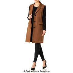 De La Creme - Womens Spring/Summer Sleeveless Hip Length Blazer Coat - Femstylo