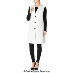 De La Creme - Womens Spring/Summer Sleeveless Hip Length Blazer Coat - Femstylo