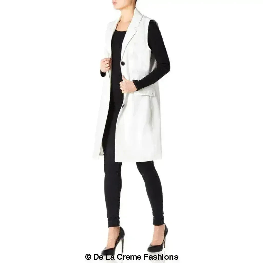 De La Creme - Womens Spring/Summer Sleeveless Hip Length Blazer Coat - Femstylo