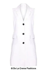 De La Creme - Womens Spring/Summer Sleeveless Hip Length Blazer Coat - Femstylo
