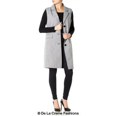 De La Creme - Womens Spring/Summer Sleeveless Hip Length Blazer Coat - Femstylo