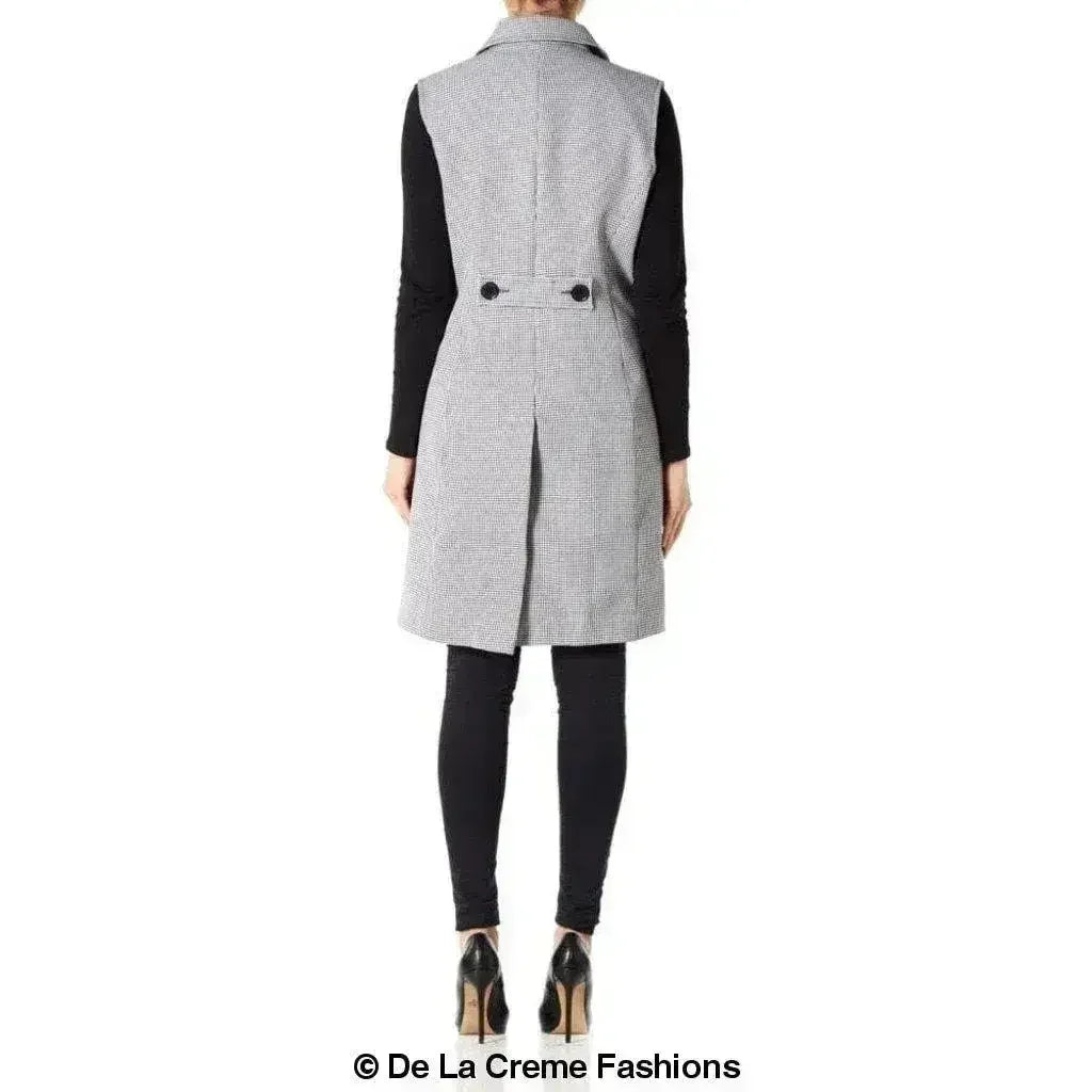 De La Creme - Womens Spring/Summer Sleeveless Hip Length Blazer Coat - Femstylo