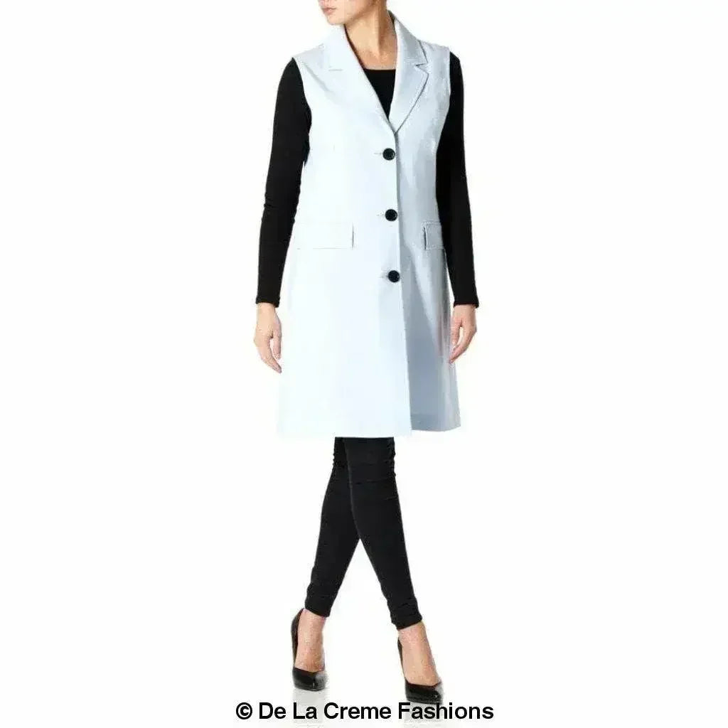 De La Creme - Womens Spring/Summer Sleeveless Hip Length Blazer Coat - Femstylo