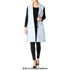 De La Creme - Womens Spring/Summer Sleeveless Hip Length Blazer Coat - Femstylo