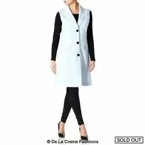 De La Creme - Womens Spring/Summer Sleeveless Hip Length Blazer Coat - Femstylo