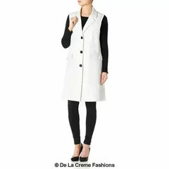 De La Creme - Womens Spring/Summer Sleeveless Hip Length Blazer Coat - Femstylo