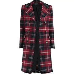 Wool Blend Tartan Check Double Breasted Coat - Femstylo