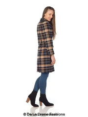 Wool Blend Tartan Check Double Breasted Coat - Femstylo