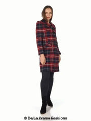 Wool Blend Tartan Check Double Breasted Coat - Femstylo