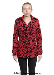 De La Creme - Womens Tribal Print Double Breasted Short Coat - Femstylo