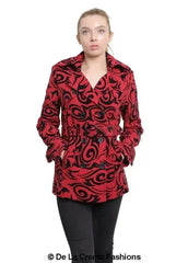 De La Creme - Womens Tribal Print Double Breasted Short Coat - Femstylo