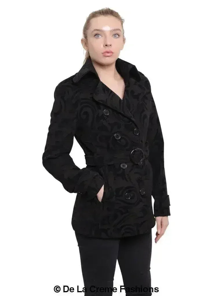 De La Creme - Womens Tribal Print Double Breasted Short Coat - Femstylo