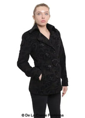De La Creme - Womens Tribal Print Double Breasted Short Coat - Femstylo