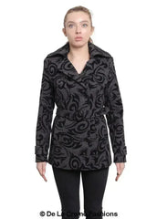 De La Creme - Womens Tribal Print Double Breasted Short Coat - Femstylo