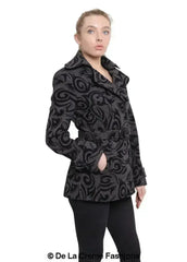 De La Creme - Womens Tribal Print Double Breasted Short Coat - Femstylo