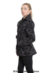 De La Creme - Womens Tribal Print Double Breasted Short Coat - Femstylo