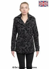 De La Creme - Womens Tribal Print Double Breasted Short Coat - Femstylo
