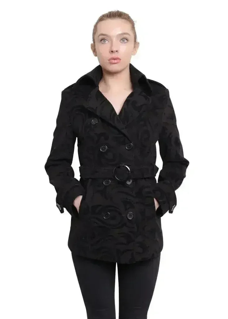 De La Creme - Womens Tribal Print Double Breasted Short Coat - Femstylo