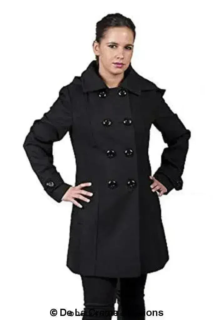 Womens Wool Feel Double Breasted Hooded Coat - Femstylo