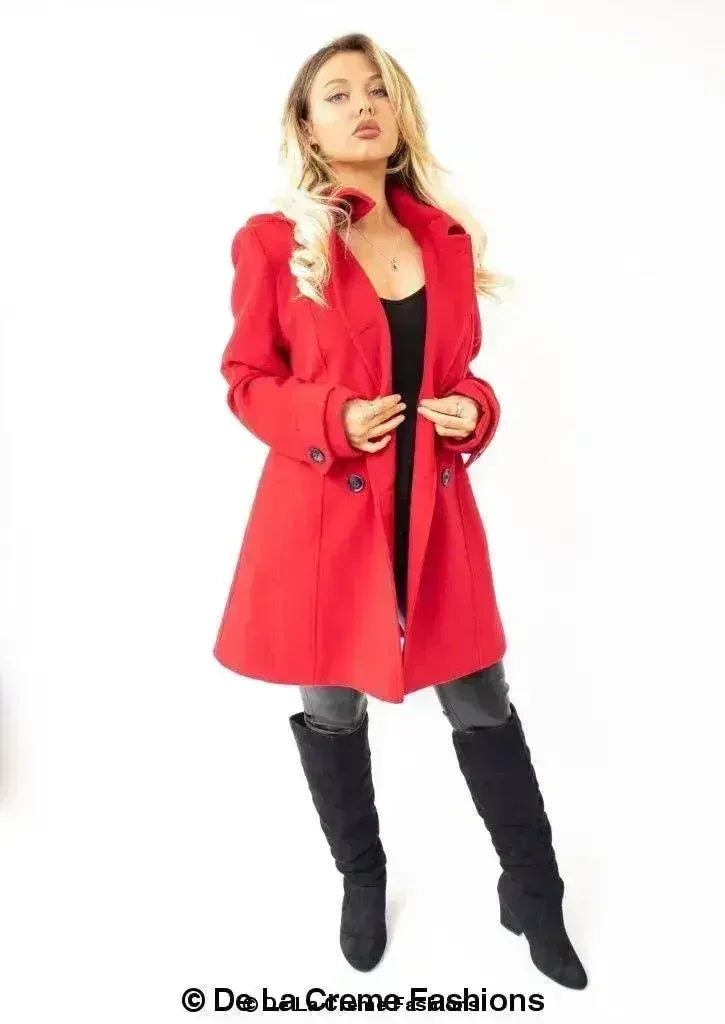 Womens Wool Feel Double Breasted Hooded Coat - Femstylo