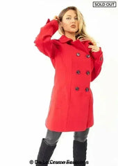 Womens Wool Feel Double Breasted Hooded Coat - Femstylo
