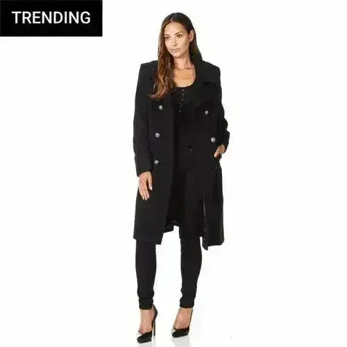 Wool Blend Double Breasted Midi Coat - Femstylo