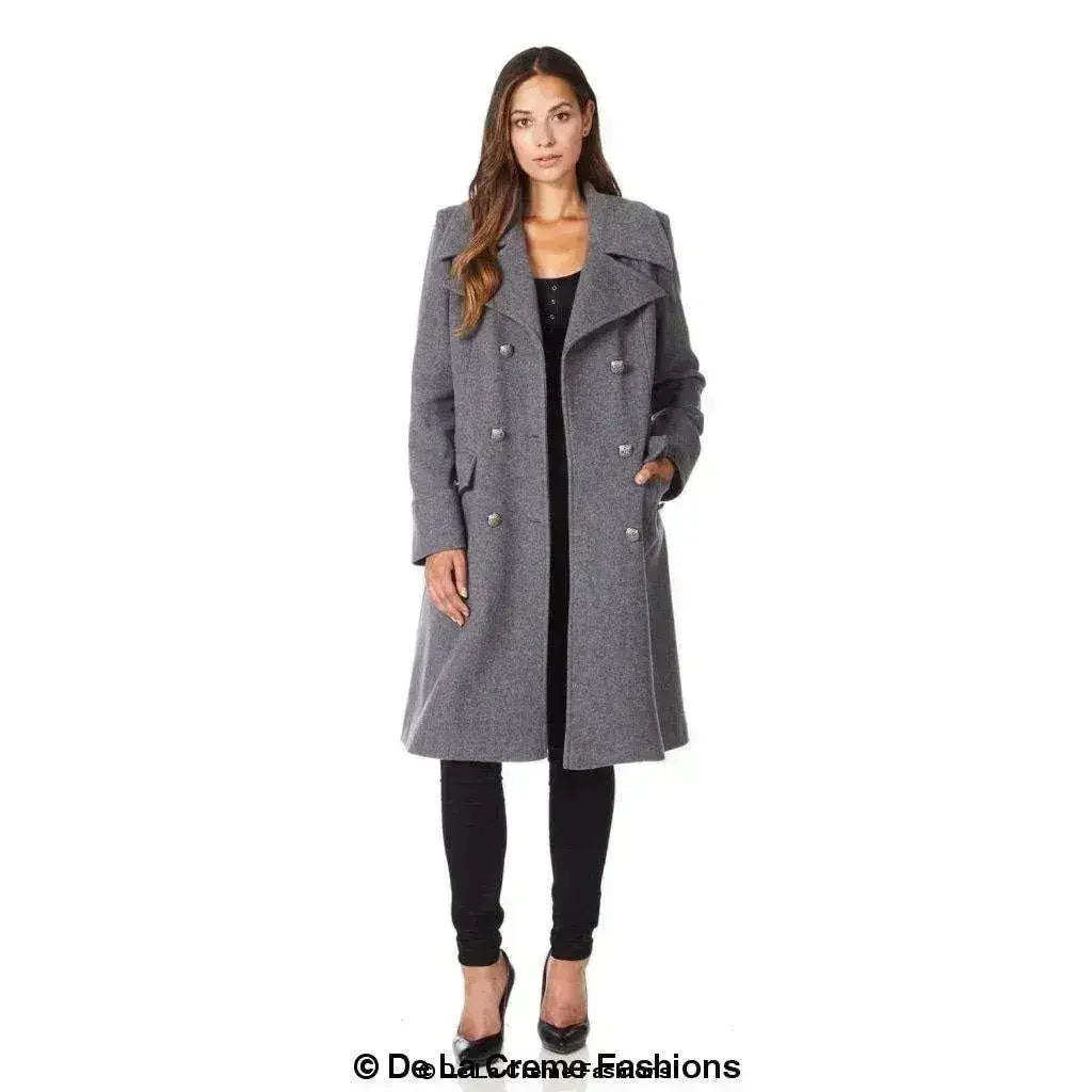Wool Blend Double Breasted Midi Coat - Femstylo