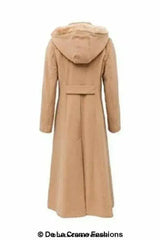 Wool Blend Faux Fur Trim Hooded Long Coat - Femstylo