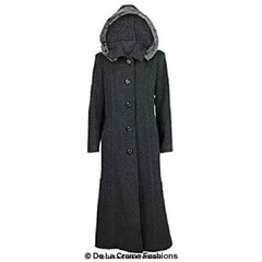 Wool Blend Faux Fur Trim Hooded Long Coat - Femstylo