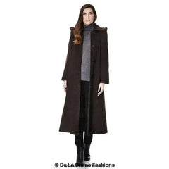 Wool Blend Faux Fur Trim Hooded Long Coat - Femstylo