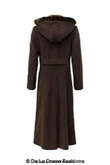 Wool Blend Faux Fur Trim Hooded Long Coat - Femstylo