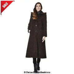 Wool Blend Faux Fur Trim Hooded Long Coat - Femstylo