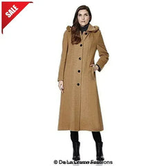 Wool Blend Faux Fur Trim Hooded Long Coat - Femstylo