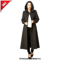 Wool Blend Faux Fur Trim Hooded Long Coat - Femstylo