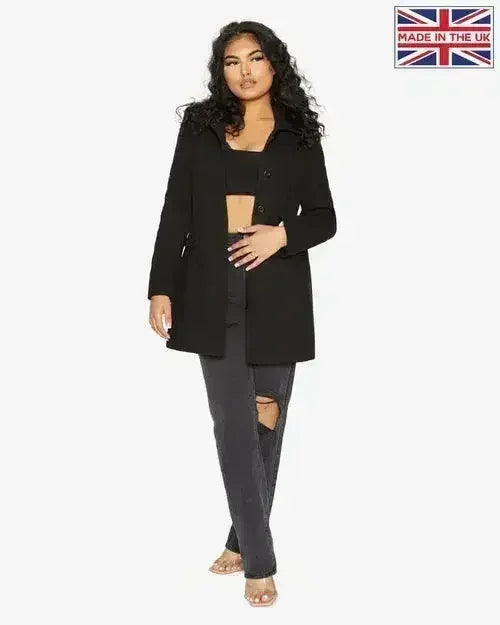 De La Creme Womens Wool Blend Hip Length Covert Coat - Femstylo