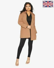 De La Creme Womens Wool Blend Hip Length Covert Coat - Femstylo