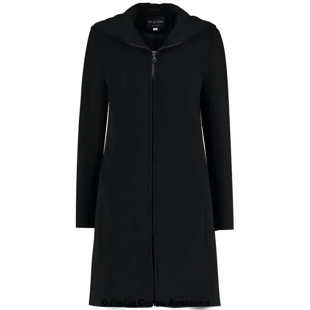 Wool Blend Hooded Coat - Zip Front Winter Coat | Femstylo - Femstylo