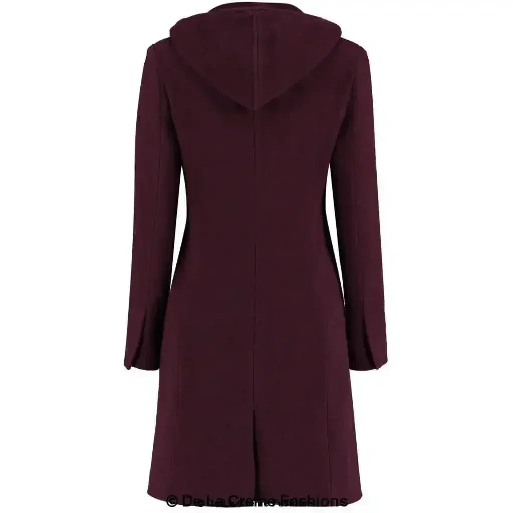 Wool Blend Hooded Coat - Zip Front Winter Coat | Femstylo - Femstylo