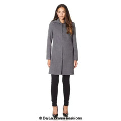 Wool Blend Hooded Coat - Zip Front Winter Coat | Femstylo - Femstylo