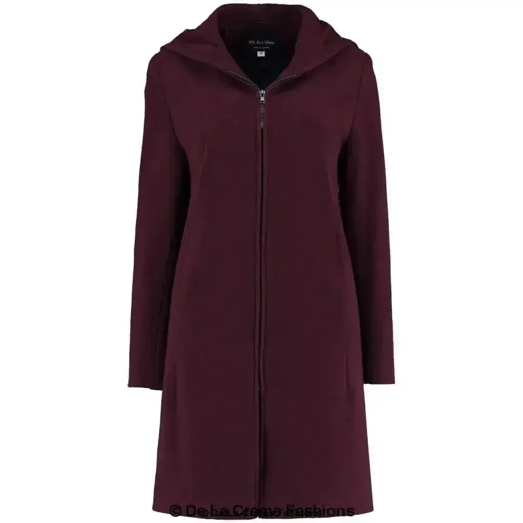 Wool Blend Hooded Coat - Zip Front Winter Coat | Femstylo - Femstylo