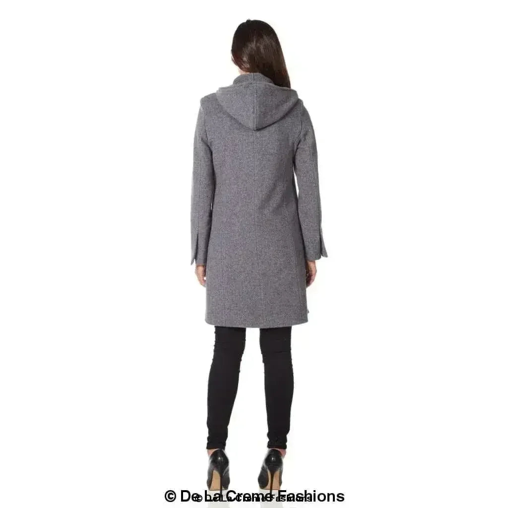 Wool Blend Hooded Coat - Zip Front Winter Coat | Femstylo - Femstylo