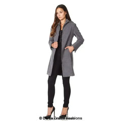 Wool Blend Hooded Coat - Zip Front Winter Coat | Femstylo - Femstylo